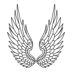 Vector angel wings line art design isolated