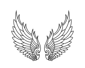 Vector angel wings line art design isolated