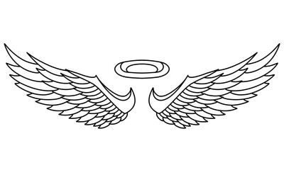 Fototapeta premium Vector angel wings line art design isolated