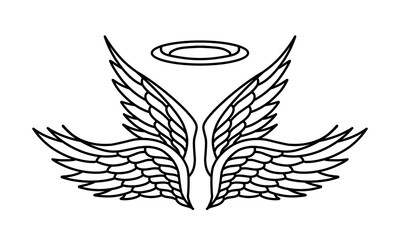 Vector angel wings line art design isolated
