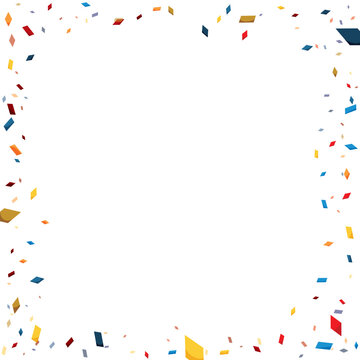 Squared template with colorful confetti shower for party designs, Vector illustration