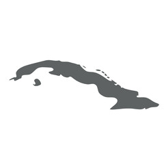 Cuba - smooth grey silhouette map of country area. Simple flat vector illustration.