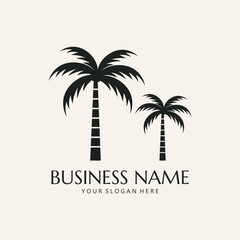 Obraz premium Palm tree summer logo template