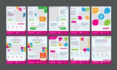 Colorful and decorative Grow Your Business - a pack of 10 Flyer templates