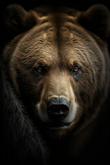 Fototapeta premium Brown bear close up portrait, generative AI