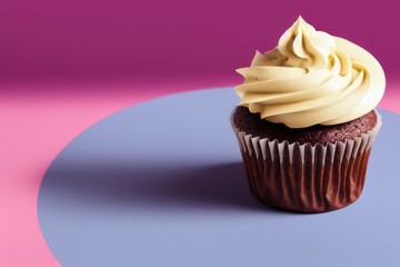 High-Resolution Image of a Delicious Cupcake on a Pastel Background Showcasing its Sweet and Decorative Characteristics, Perfect for Adding a Sweet and Mouth-Watering Element to any Design Project