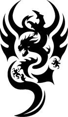 black and white of dragon shape