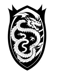 black and white of dragon shape