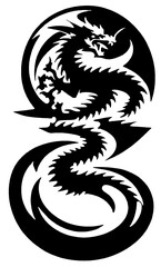 black and white of dragon shape