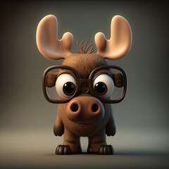 Cute moose cartoon character created using generative AI tools