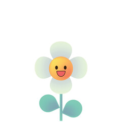 Daisy chamomile . Smiling face head. White camomile icon. Cute flower plant collection. Love card. Cartoon kawaii funny character. Growing concept. Flat design. Transparent background