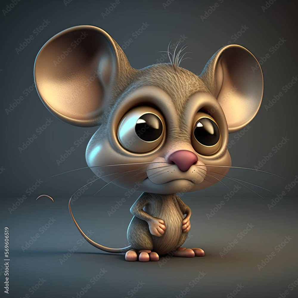 Wall mural cute mouse cartoon character created using generative ai tools