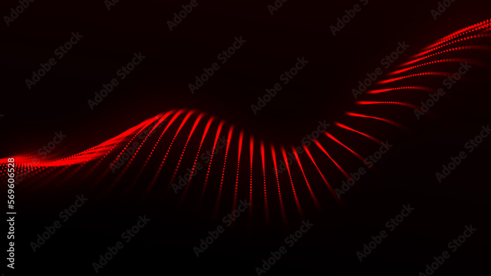 Poster abstract digital background. dynamic wave of glowing particles. data flow information. concept of di