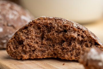 Fresh gingerbread and a glass of cold milk