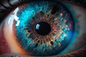 un œil humain en gros plan avec une galaxie à la place de l'iris - illustration ia	
