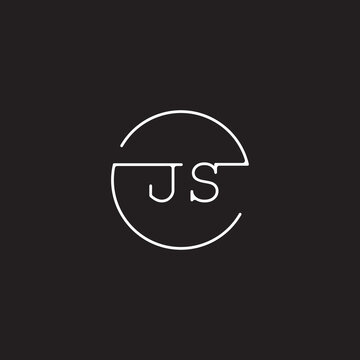 JS circle line initial modern concept logo design isolated for inspirations