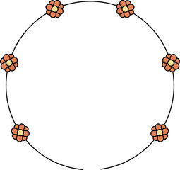Circle frame decoration element with flowers clip art