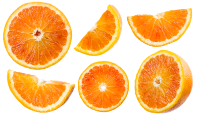 Orange slices collection on transparent background, PNG image.