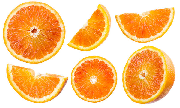 Orange slices collection on transparent background, PNG image.