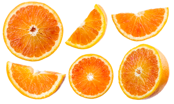 Orange slices collection on transparent background, PNG image.