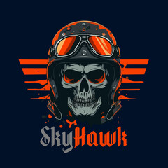 Skull Sky Hawk tshirt vector illustration.