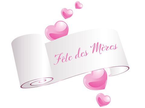 French Mother's day banner with pink hearts - celebration design