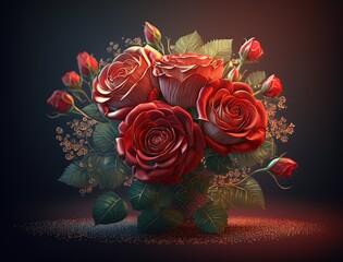 bouquet of red flowers background , ai generated
