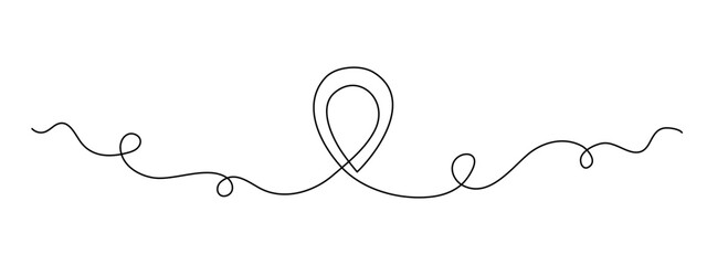 Pointing location at map one line art,hand drawn way destination continuous contour,trendy template direction, gps navigation concept.Editable stroke.Isolated.Vector illustration