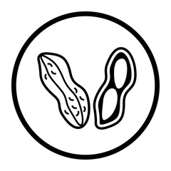 One color vector food icon: peanuts
