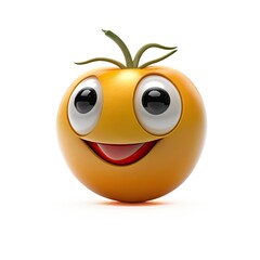 Cute Cartoon Yellow Tomato on a White Background (Generative AI)
