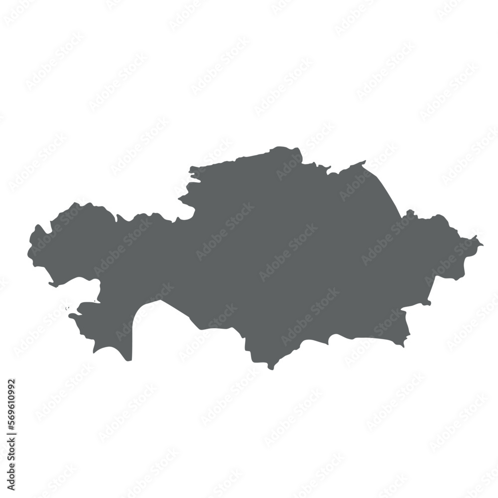 Wall mural Kazakhstan - smooth grey silhouette map of country area. Simple flat vector illustration. - Wall murals