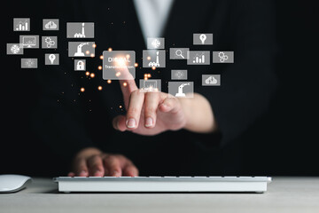 Digital transformation technology strategy, digitization and digitalization of business processes and data, optimize and automate operations, customer service management, internet and cloud computing