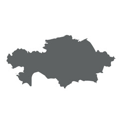 Fototapeta premium Kazakhstan - smooth grey silhouette map of country area. Simple flat vector illustration.