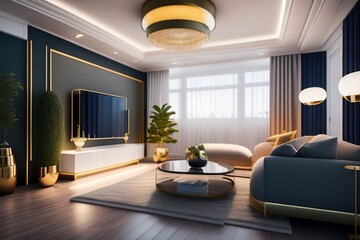 Apartment in soothing colors, furnished by nate berkus, ultra realistic, 8k octane render, decorative item, luxury candles