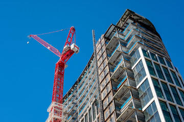 crane on the construction site in the city	
