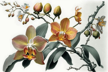 Fototapeta na wymiar Beautiful orchid background new quality universal colorful holiday stock image illustration design, generative ai