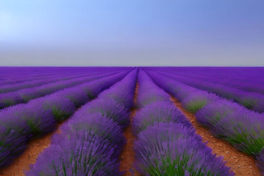 Lavender field in the evening. AI generated.