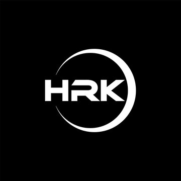 HRK letter logo design with black background in illustrator, cube logo, vector logo, modern alphabet font overlap style. calligraphy designs for logo, Poster, Invitation, etc.