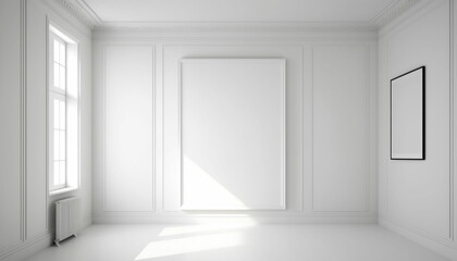 Fototapeta na wymiar White Room Interior - Simple, Elegant, Minimal - Generative AI