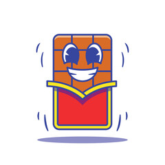 Vector illustration of cute chocolate character for birthday. card invitation, flat cartoon style.