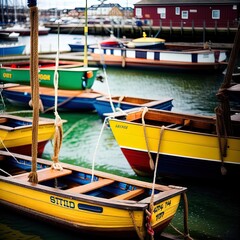 Fototapeta na wymiar A wharf full of boats.