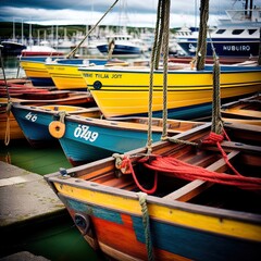 Fototapeta na wymiar A wharf full of boats.