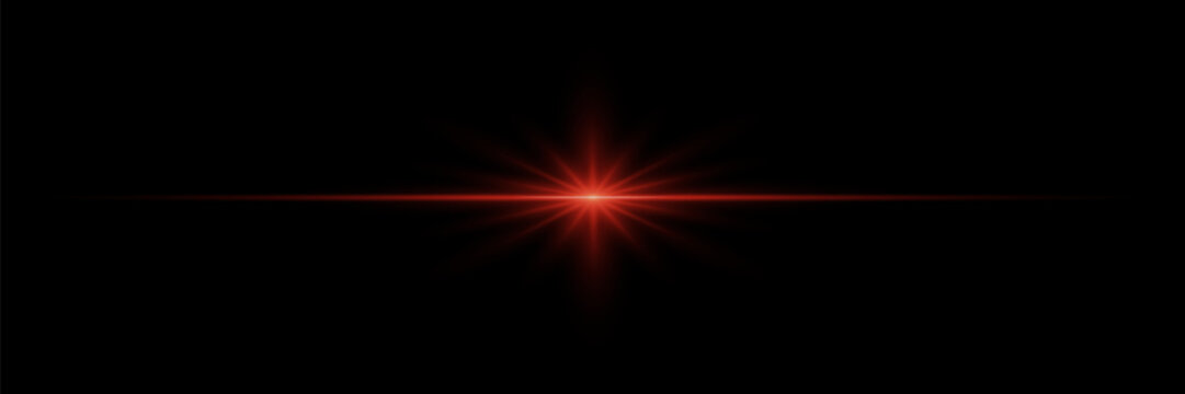 Red lens flare light special effect Black background
