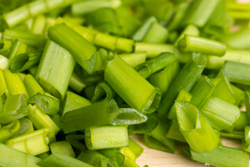 Chopped green onions for use in salads