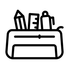 Pencil Case education language learning school, back to school line icon