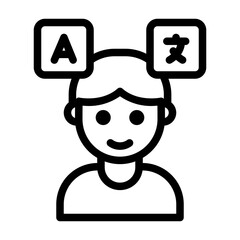 Translator education language learning school, back to school line icon