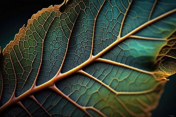Closeup nature green leaf. Tropical leaf macro view. Generative AI