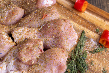 Freshly washed and skinned chicken meat