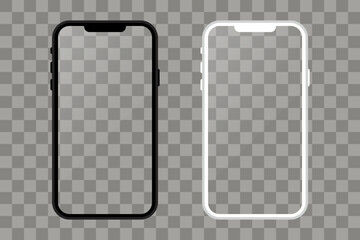 Phone screen mockup. Smartphone rotation. Mobile phone collection icons. Vector illustration