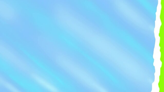 Cartoon transition with torn blue paper on a green screen. Change the frame with a wavy damaged surface. The concept of the sea wave. Stock clip in 4K with alpha channel.